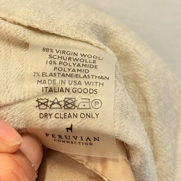 Peruvian Connectio Virgin Wool Flannel Joggers Cream Medium Fall Cozy Lounge - Picture 6 of 7